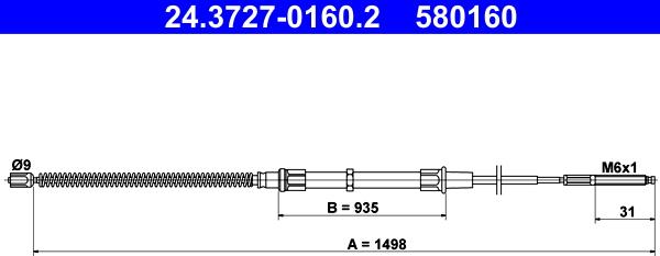 ATE 24.3727-0160.2 - Тросик, cтояночный тормоз autosila-amz.com