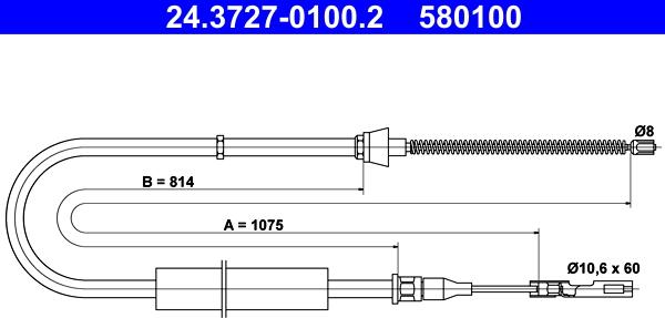 ATE 24.3727-0100.2 - Тросик, cтояночный тормоз autosila-amz.com