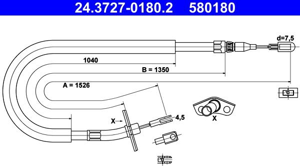 ATE 24.3727-0180.2 - Тросик, cтояночный тормоз autosila-amz.com