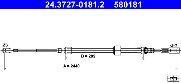 ATE 24.3727-0181.2 - Тросик, cтояночный тормоз autosila-amz.com