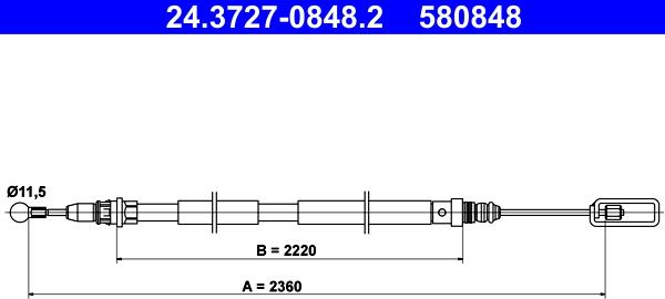 ATE 24.3727-0848.2 - Тросик, cтояночный тормоз autosila-amz.com