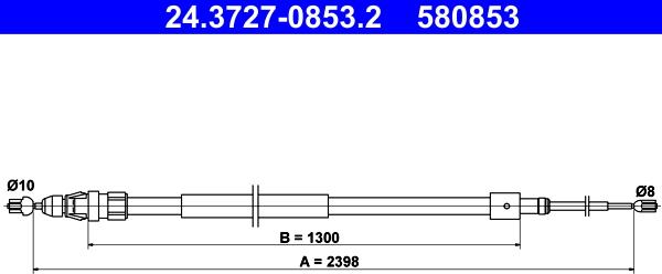 ATE 24.3727-0853.2 - 24.3727-0853.2 ТРОС СТОЯНОЧНОГО ТОРМОЗА ATE autosila-amz.com