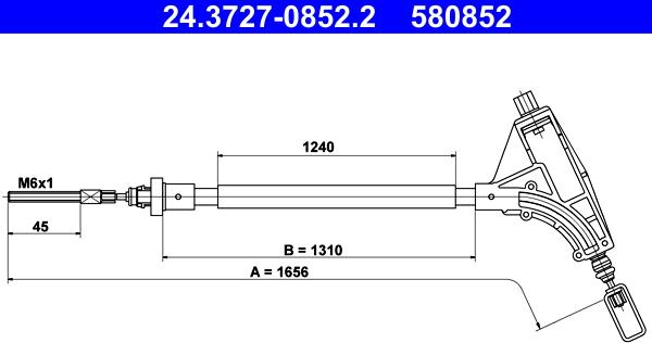 ATE 24.3727-0852.2 - Тросик, cтояночный тормоз autosila-amz.com