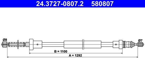 ATE 24.3727-0807.2 - Тросик, cтояночный тормоз autosila-amz.com