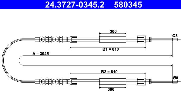 ATE 24.3727-0345.2 - Тросик, cтояночный тормоз autosila-amz.com