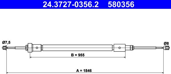 ATE 24.3727-0356.2 - Тросик, cтояночный тормоз autosila-amz.com