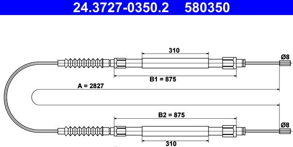 ATE 24.3727-0350.2 - Тросик, cтояночный тормоз autosila-amz.com