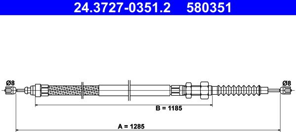 ATE 24.3727-0351.2 - Тросик, cтояночный тормоз autosila-amz.com