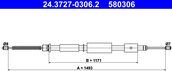 ATE 24.3727-0306.2 - Тросик, cтояночный тормоз autosila-amz.com