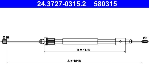 ATE 24.3727-0315.2 - Тросик, cтояночный тормоз autosila-amz.com