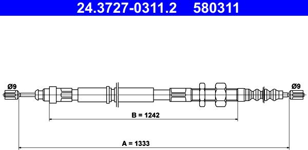 ATE 24.3727-0311.2 - Тросик, cтояночный тормоз autosila-amz.com