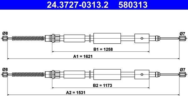 ATE 24.3727-0313.2 - Тросик, cтояночный тормоз autosila-amz.com