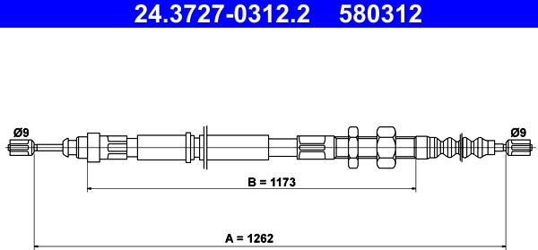 ATE 24.3727-0312.2 - Тросик, cтояночный тормоз autosila-amz.com