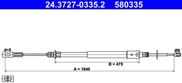 ATE 24.3727-0335.2 - Трос, стояночная тормозная система autosila-amz.com