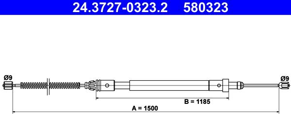 ATE 24.3727-0323.2 - Тросик, cтояночный тормоз autosila-amz.com