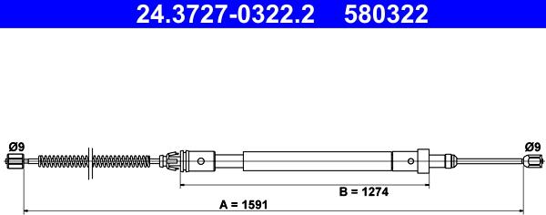 ATE 24.3727-0322.2 - Тросик, cтояночный тормоз autosila-amz.com