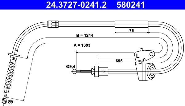 ATE 24.3727-0241.2 - Тросик, cтояночный тормоз autosila-amz.com