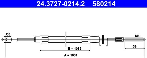 ATE 24.3727-0214.2 - Тросик, cтояночный тормоз autosila-amz.com