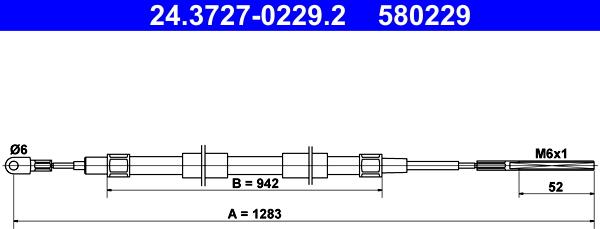 ATE 24.3727-0229.2 - Тросик, cтояночный тормоз autosila-amz.com