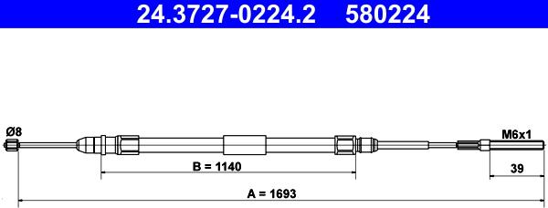 ATE 24.3727-0224.2 - Тросик, cтояночный тормоз autosila-amz.com