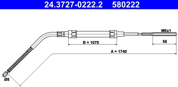 ATE 24.3727-0222.2 - Тросик, cтояночный тормоз autosila-amz.com