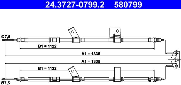 ATE 24.3727-0799.2 - Тросик, cтояночный тормоз autosila-amz.com