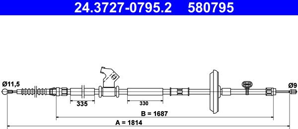 ATE 24.3727-0795.2 - Тросик, cтояночный тормоз autosila-amz.com