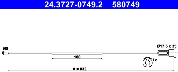 ATE 24.3727-0749.2 - Тросик, cтояночный тормоз autosila-amz.com