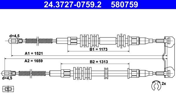 ATE 24.3727-0759.2 - Тросик, cтояночный тормоз autosila-amz.com