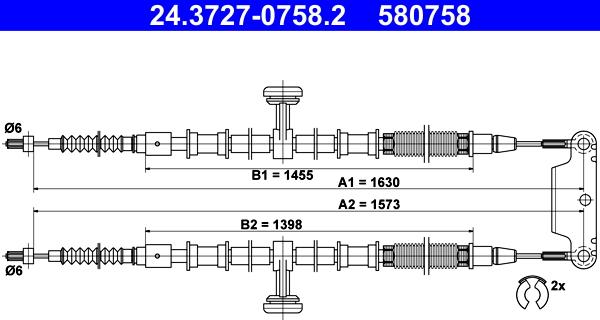 ATE 24.3727-0758.2 - Тросик, cтояночный тормоз autosila-amz.com