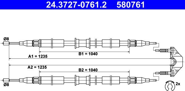 ATE 24.3727-0761.2 - Тросик, cтояночный тормоз autosila-amz.com