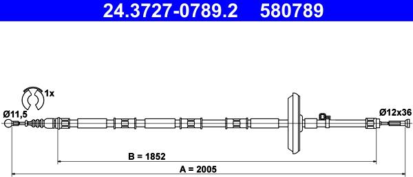 ATE 24.3727-0789.2 - Тросик, cтояночный тормоз autosila-amz.com