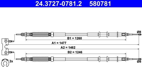 ATE 24.3727-0781.2 - Тросик, cтояночный тормоз autosila-amz.com