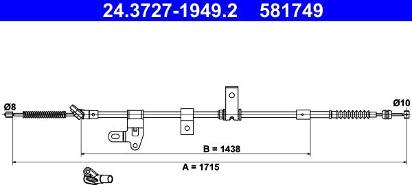 ATE 24.3727-1949.2 - Тросик, cтояночный тормоз autosila-amz.com