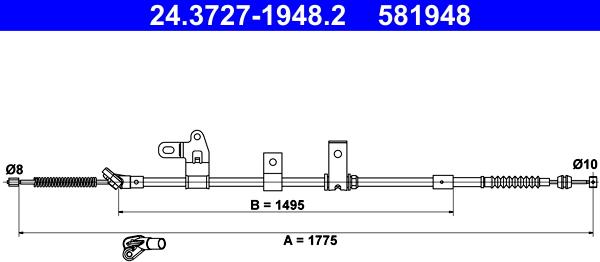 ATE 24.3727-1948.2 - Тросик, cтояночный тормоз autosila-amz.com