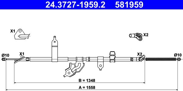 ATE 24.3727-1959.2 - Тросик, cтояночный тормоз autosila-amz.com