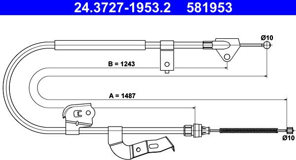 ATE 24.3727-1953.2 - Тросик, cтояночный тормоз autosila-amz.com