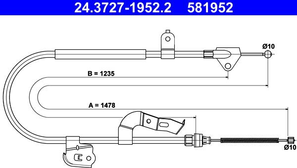 ATE 24.3727-1952.2 - Тросик, cтояночный тормоз autosila-amz.com