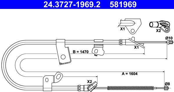 ATE 24.3727-1969.2 - Тросик, cтояночный тормоз autosila-amz.com