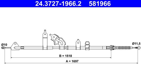 ATE 24.3727-1966.2 - Тросик, cтояночный тормоз autosila-amz.com