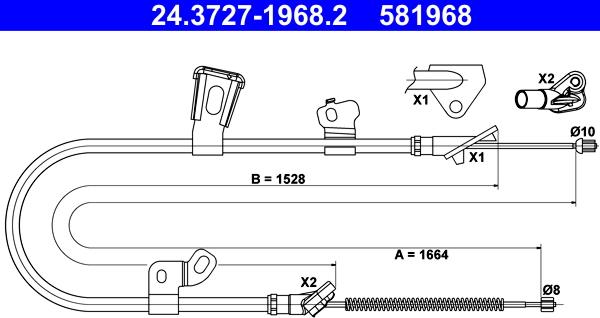 ATE 24.3727-1968.2 - Тросик, cтояночный тормоз autosila-amz.com
