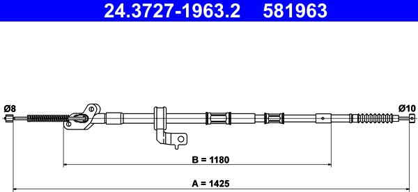 ATE 24.3727-1963.2 - Тросик, cтояночный тормоз autosila-amz.com