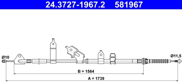 ATE 24.3727-1967.2 - Тросик, cтояночный тормоз autosila-amz.com