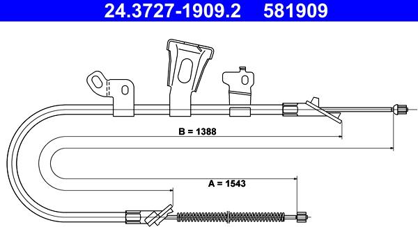 ATE 24.3727-1909.2 - Тросик, cтояночный тормоз autosila-amz.com