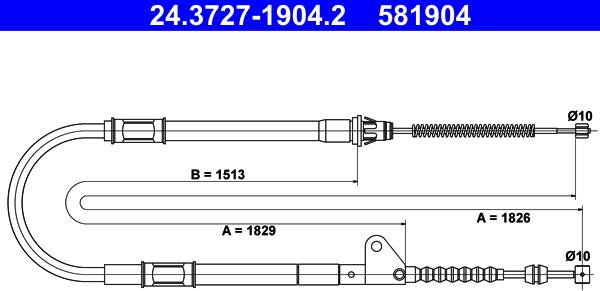 ATE 24.3727-1904.2 - Тросик, cтояночный тормоз autosila-amz.com