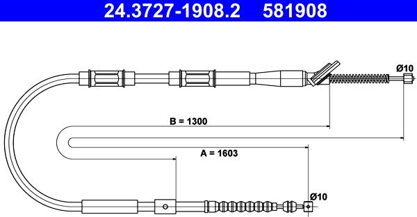 ATE 24.3727-1908.2 - Тросик, cтояночный тормоз autosila-amz.com