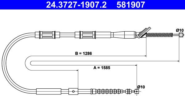 ATE 24.3727-1907.2 - Тросик, cтояночный тормоз autosila-amz.com