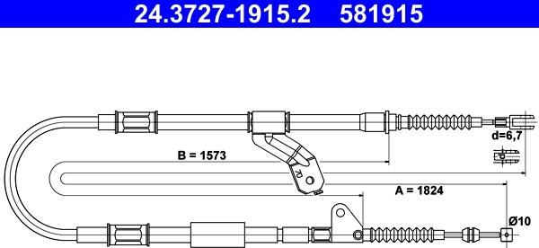 ATE 24.3727-1915.2 - Тросик, cтояночный тормоз autosila-amz.com