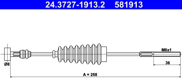 ATE 24.3727-1913.2 - Тросик, cтояночный тормоз autosila-amz.com