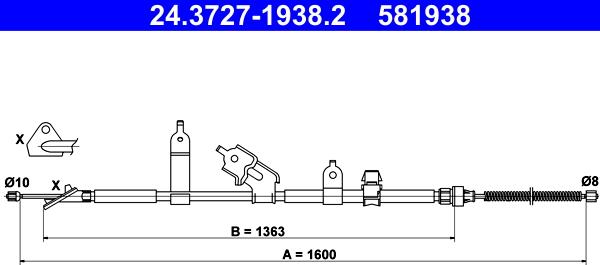 ATE 24.3727-1938.2 - Тросик, cтояночный тормоз autosila-amz.com